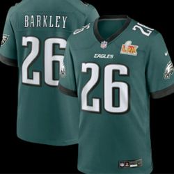 New! Philadelphia Eagles #26 Barkley Midnight Green Super Bowl LIX Game Jersey