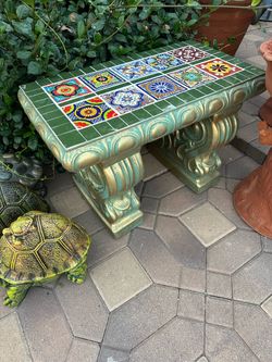 Talavera Tile Top Outdoor Garden Bench