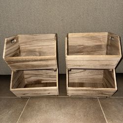 4 Stackable Wooden Storage Containers. 
