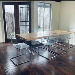 Live Edge Dining Table Wooden Slab With Mcm Legs