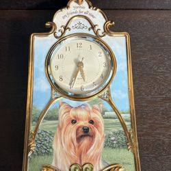 Porcelain Clock 2005 Bradford Exchange "Yorkies: Friends for All Time" Terrier