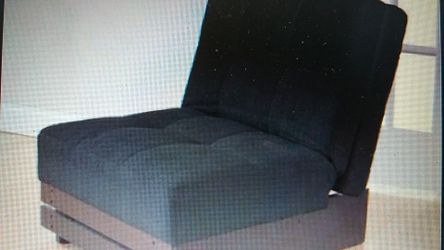 Mainstays Convertible Futon Lounger, Black Microfiber with Wood Base with Wood Base