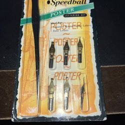 SPEEDBALL POSTER LETTERING SET..7 Pc. DIP PEN NIBS..SQUARE ROUND ITALIC CALLIGRA