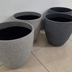 *** NEW LOW PRICE *** 12" (Diameter) Gray Resin Planters ($40 - PAIR) @ Lasting Creations