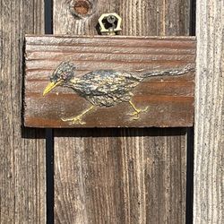 Vintage Roadrunner Folk Art Wall Sculpture — Mid-Century Handcrafted Relief  Description  Handcrafted vintage folk art wall sculpture depicting a road