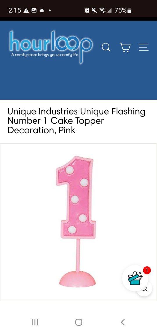 Unique Industries Unique Flashing Number 1 Cake Topper Decoration, Pink