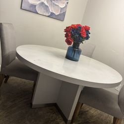Round Gray Dining Table with 4 Chairs – Price Negotiable