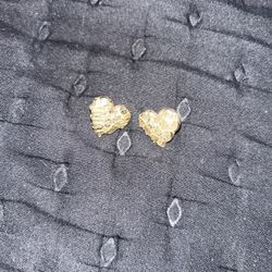 10k gold heart nugget earrings