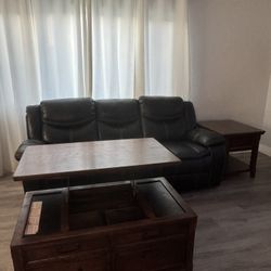 Black Recliner Couches And End And Center Table