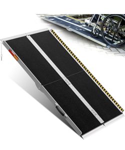 New -VNN Portable Wheelchair Ramp 5FT, Seamless Non-Slip Aluminum Ramps for Wheelchairs for Home, Handicap Wheelchair Ramps for Home Steps, Aluminum L