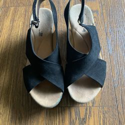 Black suede wedges