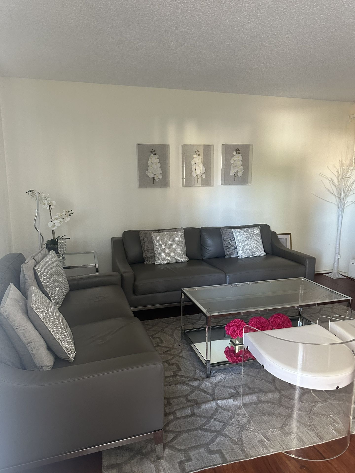 2 Modway Harness 83.5” Leather Sofas – $600 for Both