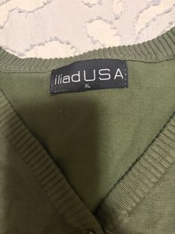 Iliad USA V-Neck Sweater XL Olive Green