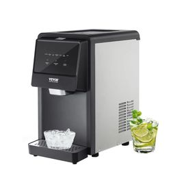 VEVOR Countertop Ice Maker, 62lbs in 24Hrs, Auto Self-Cleaning Portable Ice Maker with Water Filling Pipe, Water Filter and Drainpipe, Automatic Water