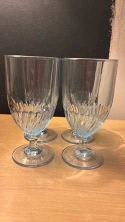 Set of 4 Blue Glass Goblets