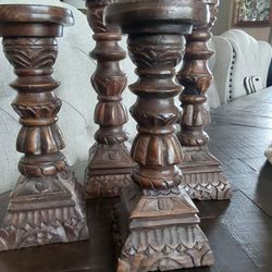 Carved Wood Candleholders