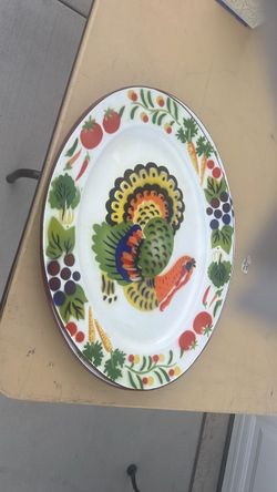 Vintage Turkey Thanksgiving Oval Serving Platter