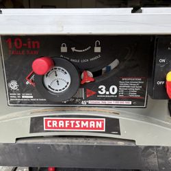 Craftsman 10” Tablesaw w/ 3 Blades, Fence and Bed Extension