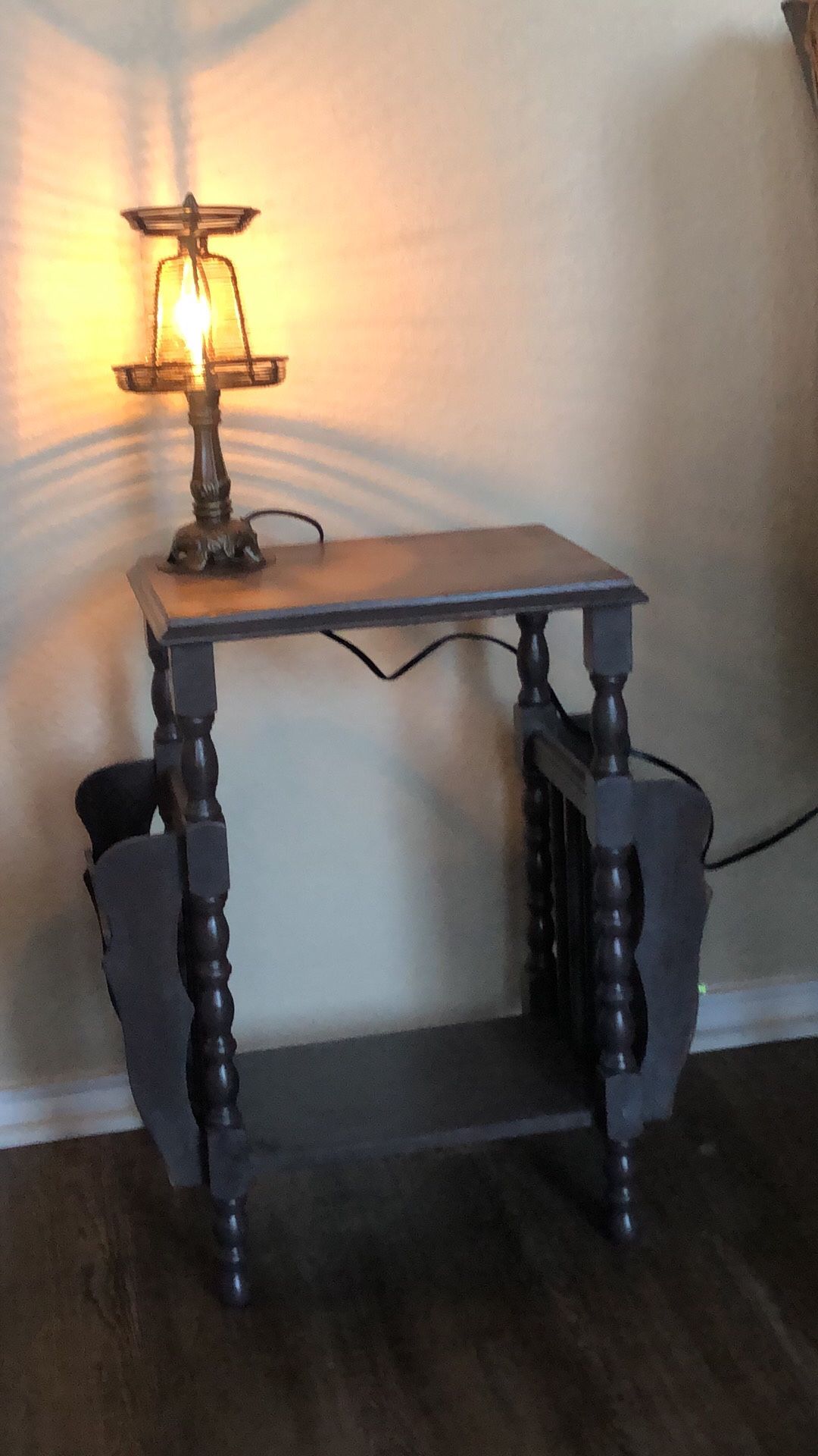 Side Table With Attached Lamp
