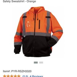 Pyramex RSZH33 Type R Class 3 Premium Full-Zip Safety Sweatshirt - Orange 