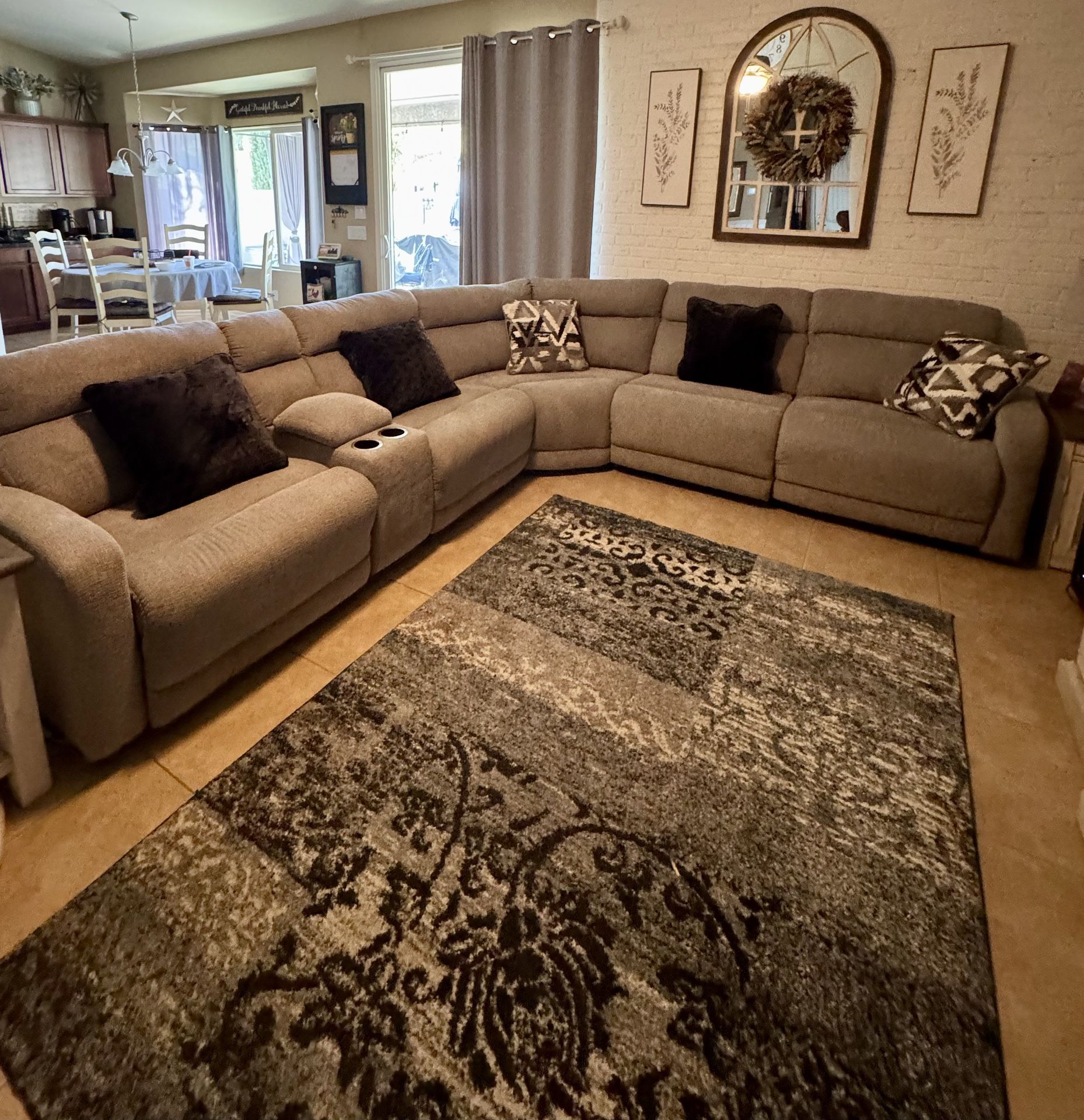 Sectional Couch (Gray) With 3 Power Recliners