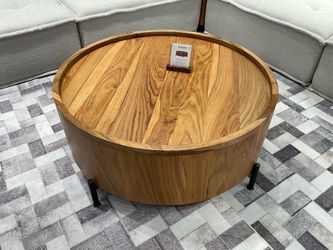 New Barron coffee table solid wood 40” round.