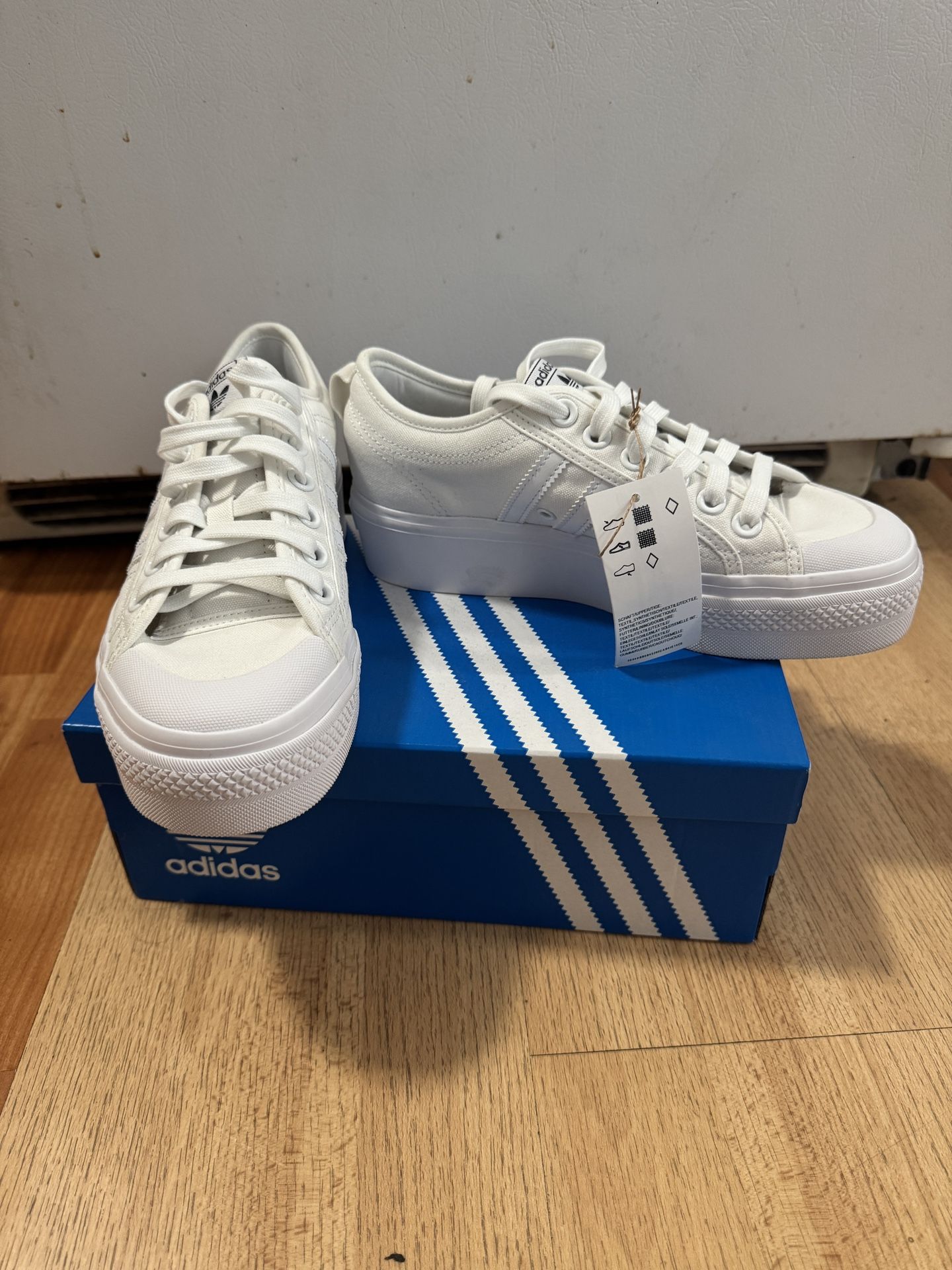 Adidas Nizza Triple White Platform Shoes, Women US 7.5