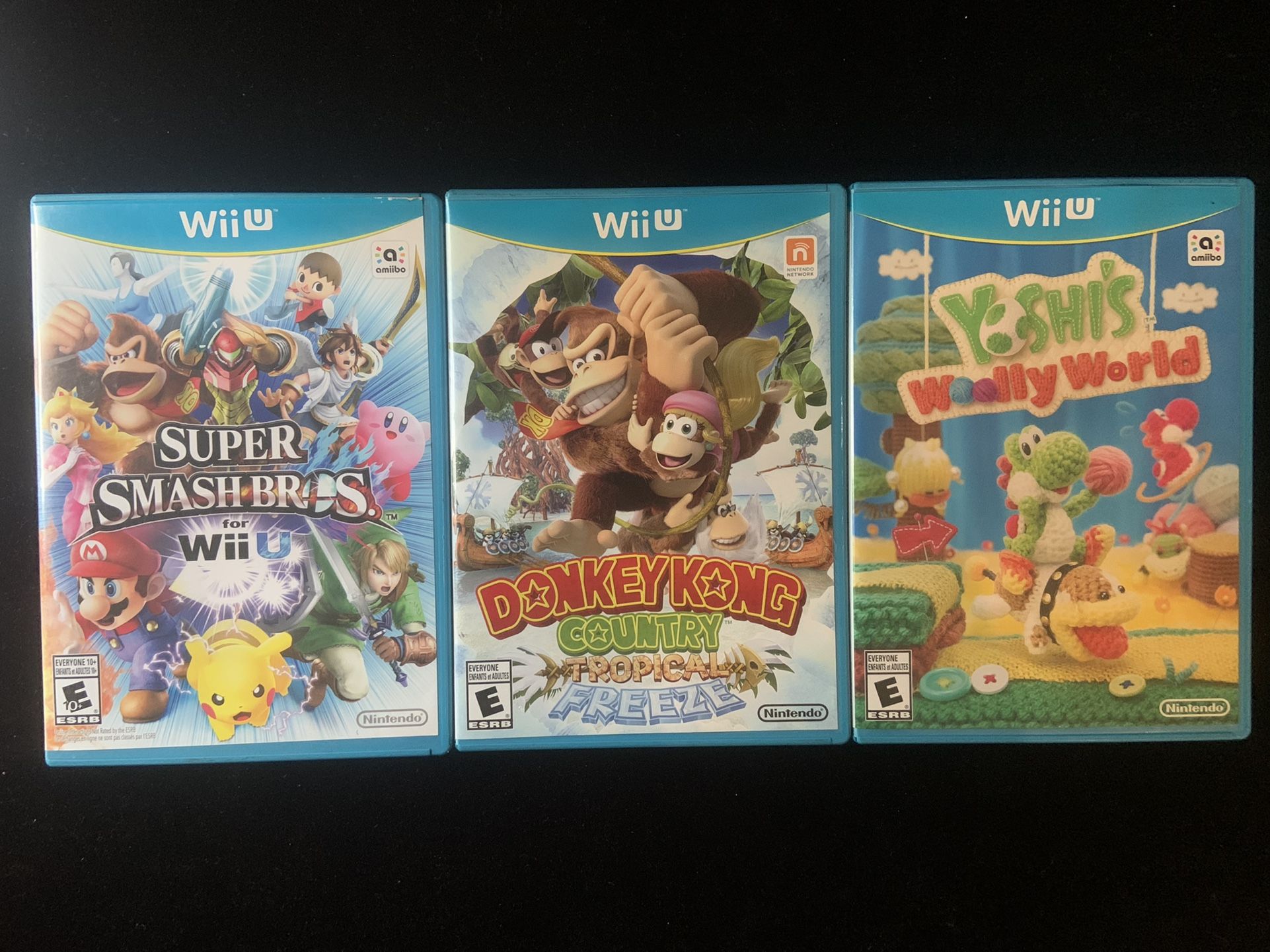 Nintendo Wii U Game Lot of 3(DONKEY KONG COUNTRY SUPER SMASH BROS YOSHI’S WORLD)