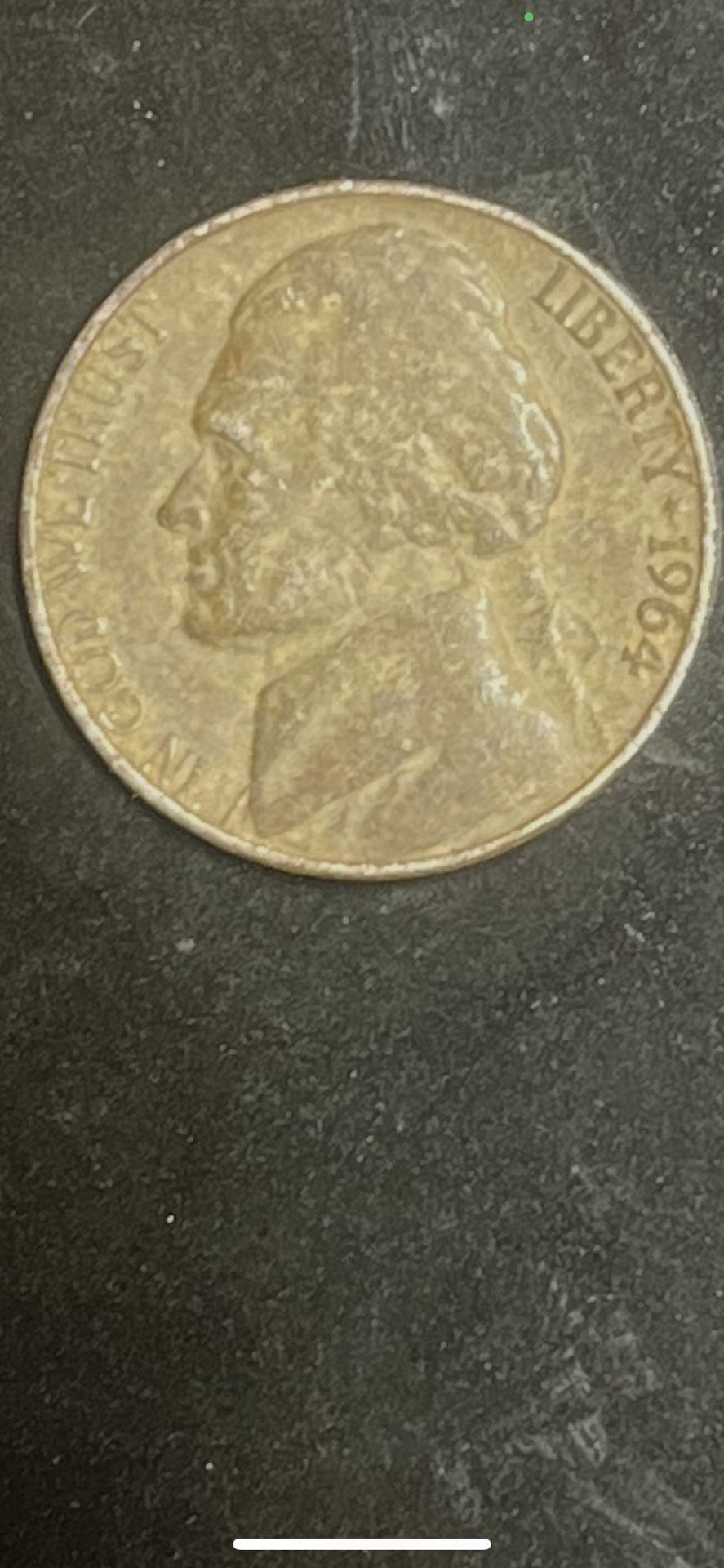 1964 Nickel Error coin, black beauty and doubling