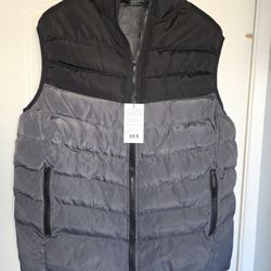 Men's Black Gray Vest XL Sleeveless