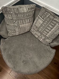 Gray Upholstered Accent Chair with Pillows