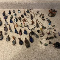 Crystal Copper Wire Wrapped Jewelry- OBO- Sold As Lot