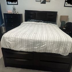 Pacific Landing Briana queen Storage Bed in Glossy Black