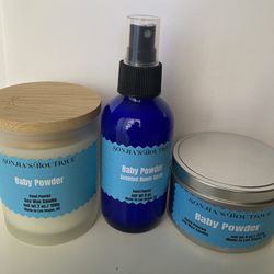 Baby Powder Room Scented spray and candles bundle