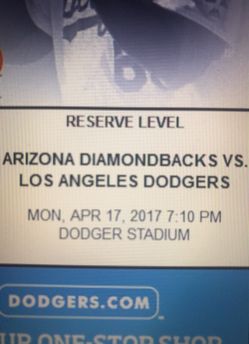 2 DODGERS Tickets! 4/17/2017