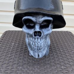 Skull With Helmet Statue 