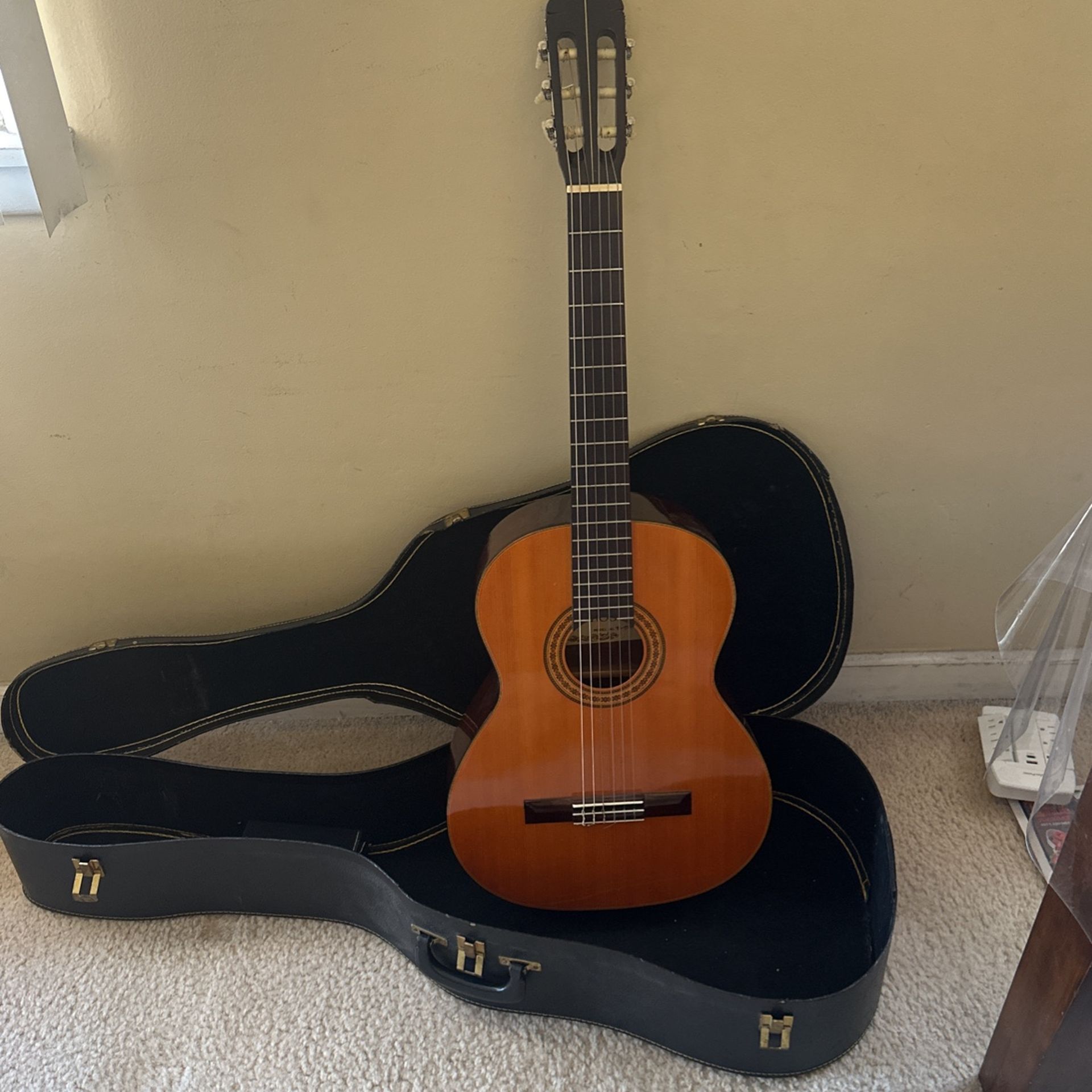 Acoustic Guitar With New Nylon Strings And Extra Case