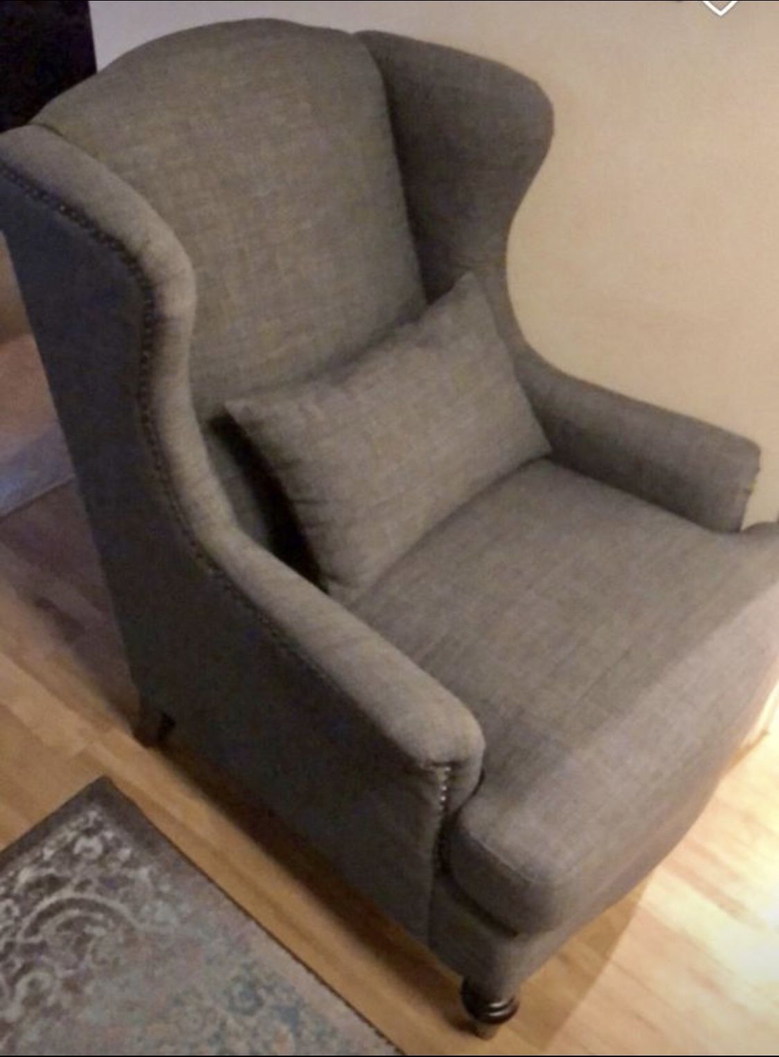 World Market Grey ACCENT CHAIR WITH NAILHEAD TRIMMINGS