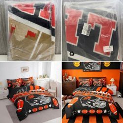 Feelyou Football 7-Piece Twin Bedding Set Orange Bed in a Bag