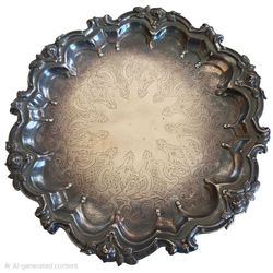 Vintage Silver Plated Ornate Serving Tray 9"Wx1"H