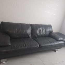 Leather Sofa & Ottoman 
