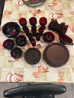 Vintage Avon Cape Cod Ruby Red 1876 Dinnerware Set