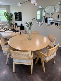 Custom 65” Round Dining Table + 6 Custom Chairs