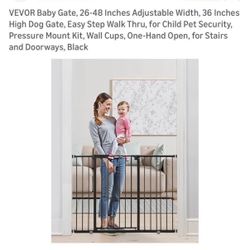 NEW! VEVOR Baby Gate, 26-48 Inches Adjustable Width