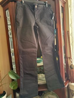 Old Navy size 8 bootcut khakis in black.