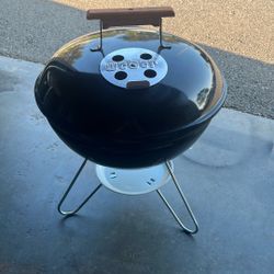 Vintage 1989 Weber Grill Smokey Joe  Black BBQ Kettle Wood Handle 