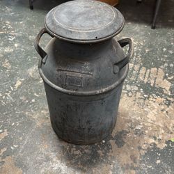 Large Vintage Rustic Milk Jug  Gray Farmhouse Cottage Decor