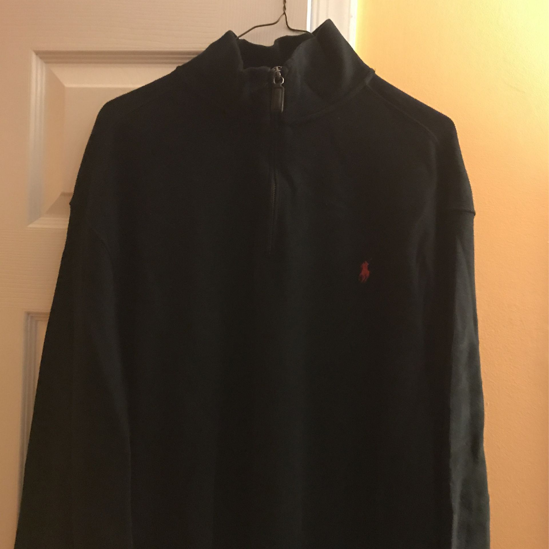 XxL Black Polo Pull Over Zip Up