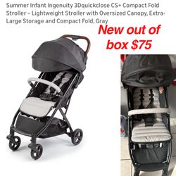 New out of box Summer Infant Ingenuity 3Dquickclose CS+ Compact Fold Stroller – Lightweight Stroller with Oversized Canopy, Extra-Large Storage and Co