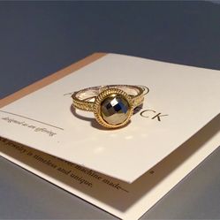 ANNA BECK 18 K GOLD PLATED STERLING SILVER PYRITE RING SIZE 7-7.5